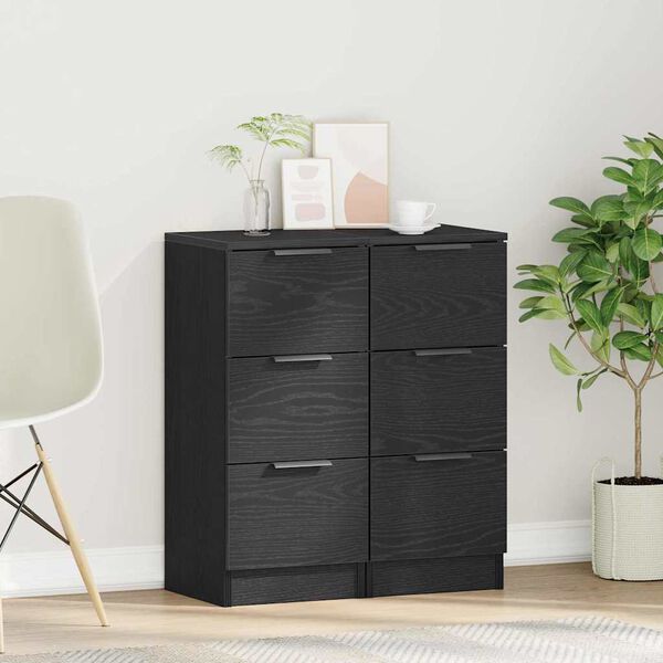vidaXL Sideboards 2 pcs Black oak 30 x 30 x 70 cm Engineered wood