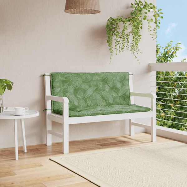 vidaXL Garden Bench Cushion Set of 2 Leaf Pattern Oxford Fabric