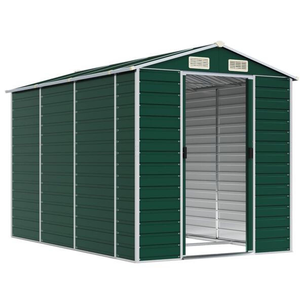 vidaXL Garden Shed Green Galvanized steel Large Garden Shed