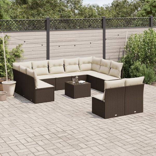 vidaXL Garden Sofa Set Brown