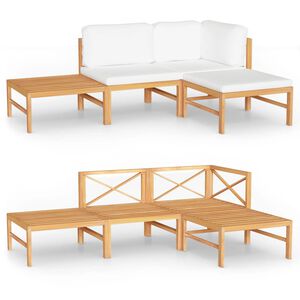 vidaXL Garden Lounge Set Cream and Teak Teak wood and polyester Medium