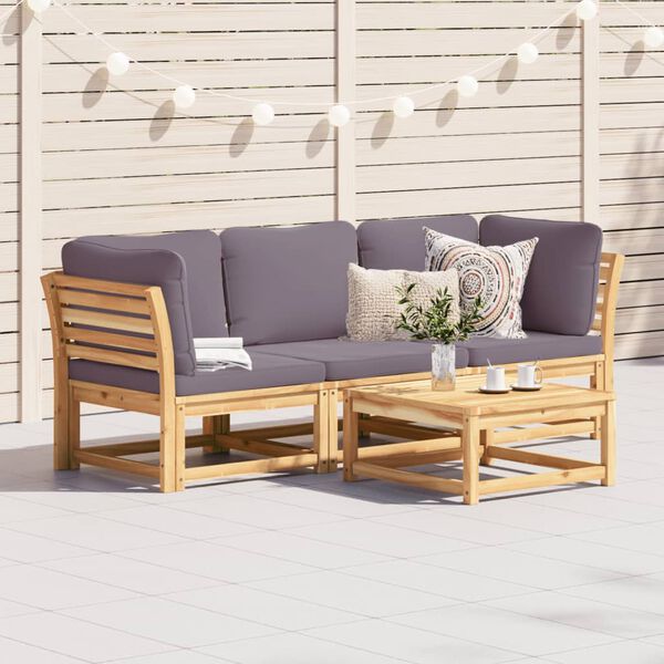 vidaXL Garden Lounge Set Dark Grey, Acacia Wood Solid Acacia Wood, Polyester