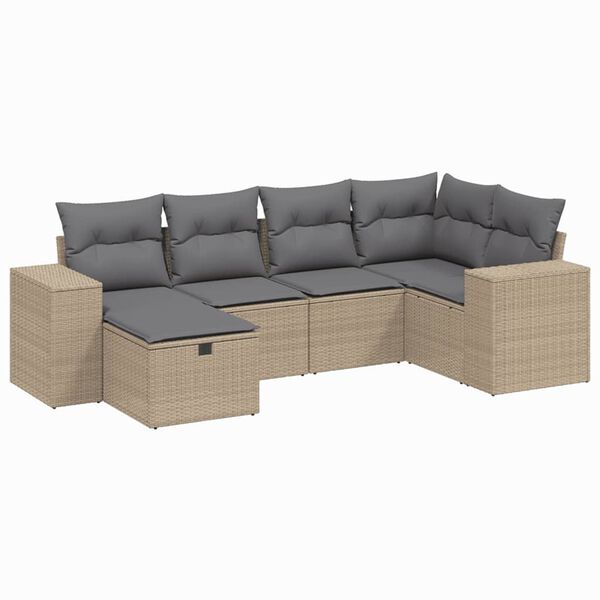 vidaXL Garden Sofa Set Mix Beige Poly Rattan, Steel Modular