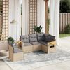 vidaXL Garden Sofa Set Beige PE rattan 5 Piece Set Adjustable Feet