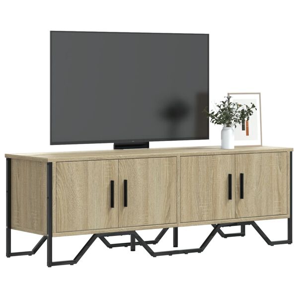 vidaXL TV Cabinet Sonoma Oak Engineered Wood, Metal 48.0 in wide