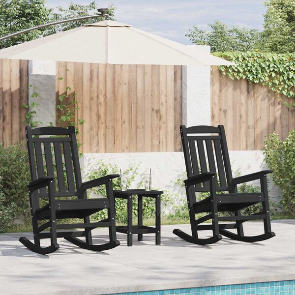 vidaXL Rocking Chair 2 pcs Black 92 x 70 x 108 cm Polyethylene