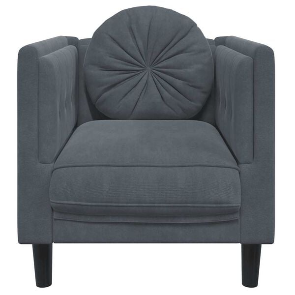vidaXL Dark Grey Velvet Sofa Chair Plush Armchair Single Seating