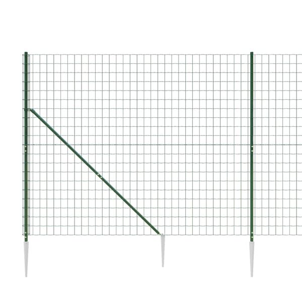 vidaXL Wire Mesh Fence with Spike Anchors Green 4.6x82.0'