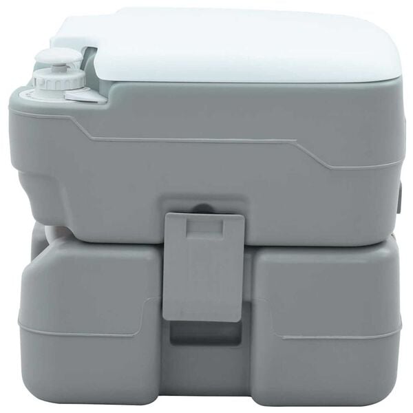 vidaXL Camping Toilet Manual Grey and White 16.34 x 14.37 x 14.76 in