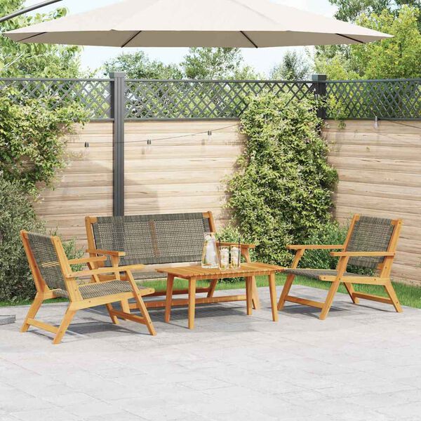 vidaXL Garden Chairs with Table 4 pcs Gray 35.4" x 17.7" x 15.7