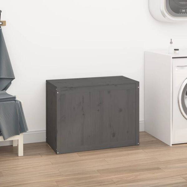 vidaXL Laundry Box Grey 34.8x17.3x26.0" Solid Wood Pine