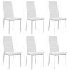 vidaXL Dining Chair Set of 6 White PVC, Wood, Steel Standard Ergonomic