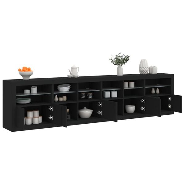 vidaXL Sideboard Black Engineered wood, Glass Large Sideboard
