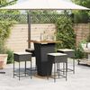 vidaXL 5 Piece Patio Bar Set with Cushions Black Poly Rattan