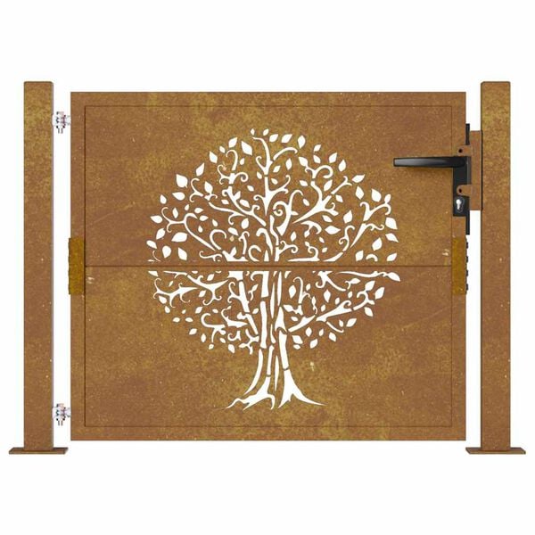 vidaXL Garden Gate 39.4x39.4" Corten Steel Tree Design