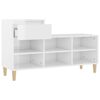 vidaXL Shoe Cabinet High gloss white Engineered Wood, Solid Eucalyptus Wood