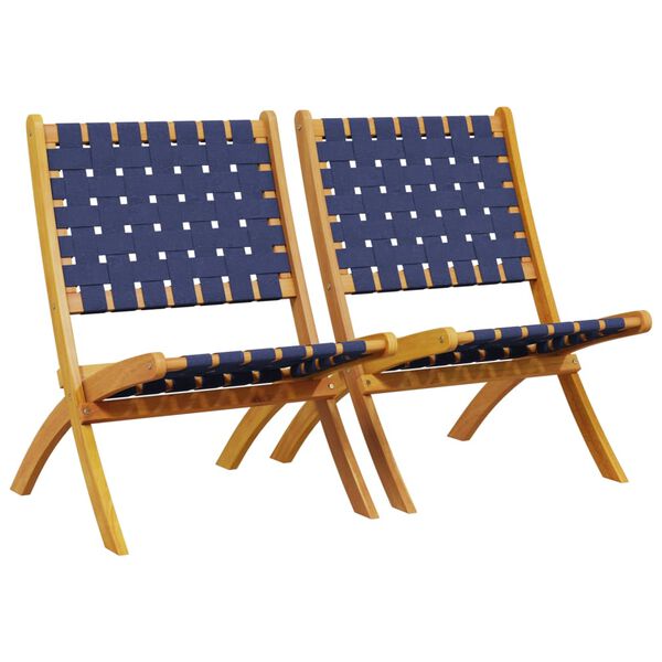 vidaXL Folding Garden Chair Set of 2 Dark blue, Brown