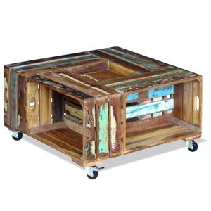 vidaXL Coffee Table Multicolor Solid reclaimed wood 27.6 x 27.6 x 13.8 in