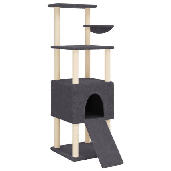 vidaXL Cat Tree Dark Grey Engineered wood, plush, sisal 60.2 in Cat Tree