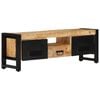 vidaXL TV Cabinet Natural Wood Solid Mango Wood, Powder-Coated Iron Medium