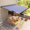vidaXL Retractable Awning Blue and White Aluminium, Polyester Large