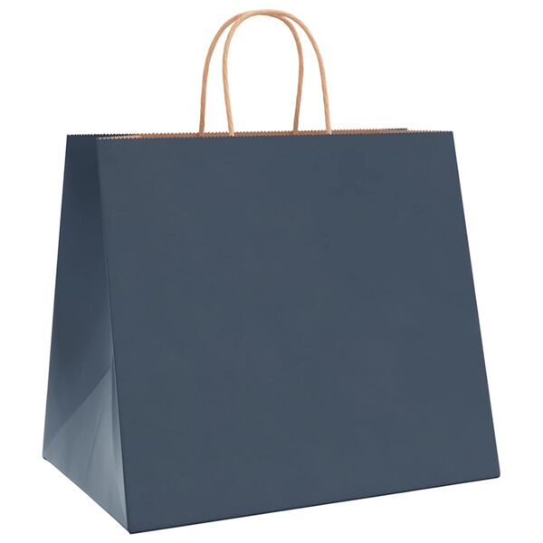 vidaXL Paper Bags 250 pcs with Handles Blue 12.6x8.7x11.0"
