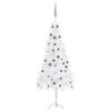 vidaXL Corner Artificial Christmas Tree LEDs&Ball Set White 70.9" PVC