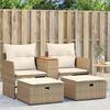 vidaXL Garden Sofa Beige PE rattan 2-seater Adjustable Feet