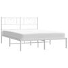 vidaXL Bed Frame White Powder-Coated Steel 48x79 in Bed Frame
