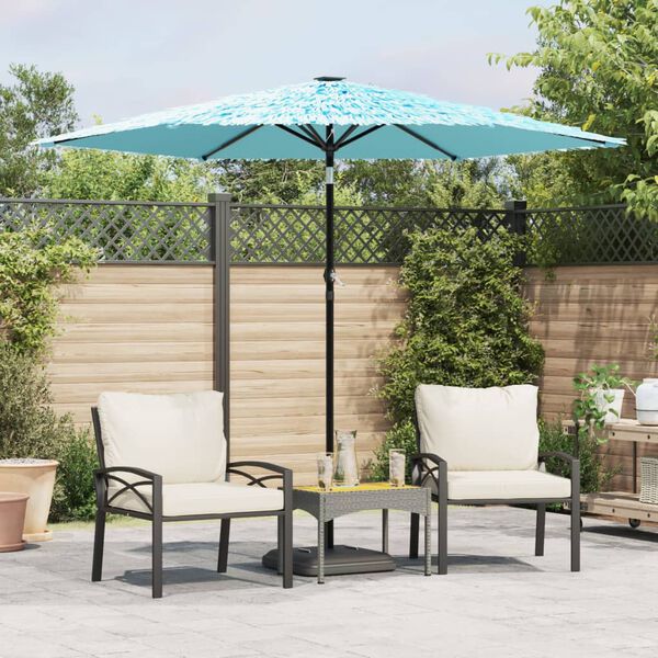 vidaXL Garden Parasol Blue 100% polyester, powder-coated steel, straw