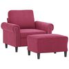 vidaXL Sofa Chair with Footstool Wine Red 23.6" Velvet