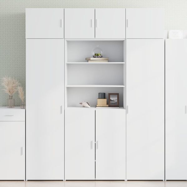 vidaXL Storage Cabinet White Engineered Wood Tall Storage Cabinet