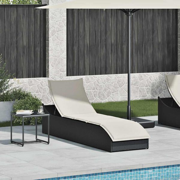 vidaXL Folding Sun Lounger Black and cream white