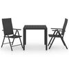 vidaXL Dining Set Black Aluminum, PE Rattan, WPC Medium Foldable