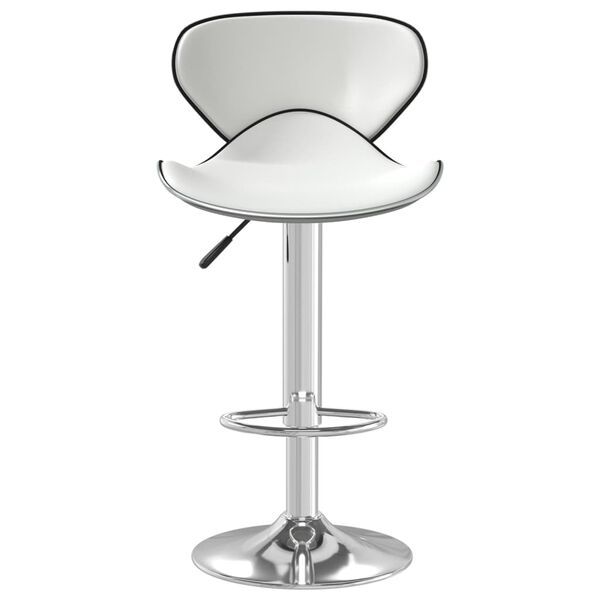 vidaXL Bar Stool White Faux leather, Chromed steel Medium Bar Stool