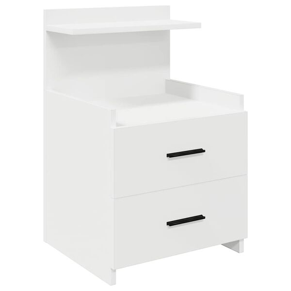 vidaXL Bedside Cabinet White Engineered wood Medium Bedside Cabinet