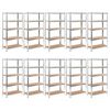 vidaXL 5-Layer Heavy-duty Shelves 10 pcs Silver Steel&Engineered Wood