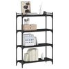 vidaXL Bookcase Black Engineered wood, metal Medium Adjustable Feet