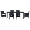 vidaXL Garden Dining Set with Cushion 7 pcs Black Poly Rattan