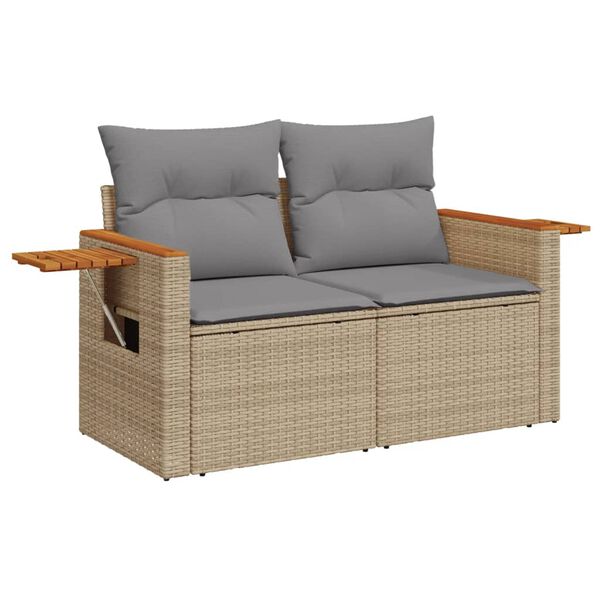 vidaXL Garden Sofa Set Beige PE rattan Large Adjustable Feet