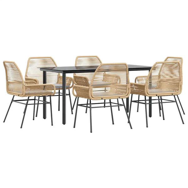 vidaXL Garden Dining Set Brown PE rattan 6-seater Durable