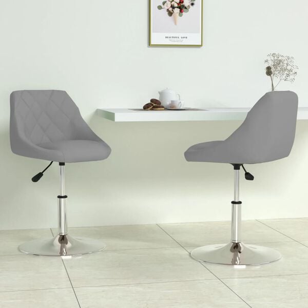 vidaXL Swivel Dining Chair Set of 2 Light Grey Velvet Adjustable