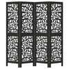 vidaXL Room Divider 4 Panels Black Solid Wood Paulownia