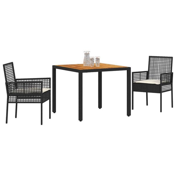 vidaXL Garden Dining Set 5 pcs Black Poly Rattan