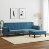 vidaXL 2-Seater Sofa Bed with Footstool Blue Velvet