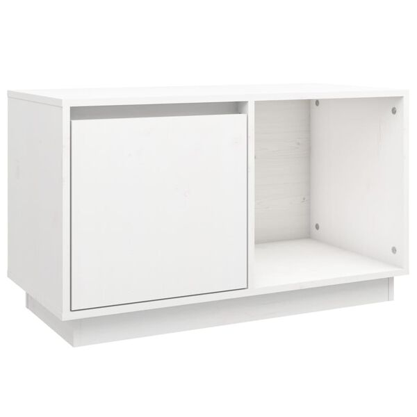 vidaXL TV Cabinet White Solid Pine Wood Medium TV Cabinet Rectangular