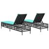 vidaXL Patio Sun Lounger Black PE rattan, powder-coated steel Extra Long