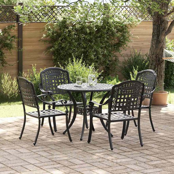 vidaXL Garden Dining Set 5 pcs Black 35.4" x 35.4" x 29.5