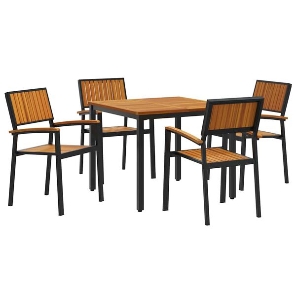 vidaXL Garden Dining Set 5 pcs Black and brown