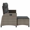 vidaXL Reclining Garden Sofa Grey PE Rattan, Powder-Coated Steel 3-Seater